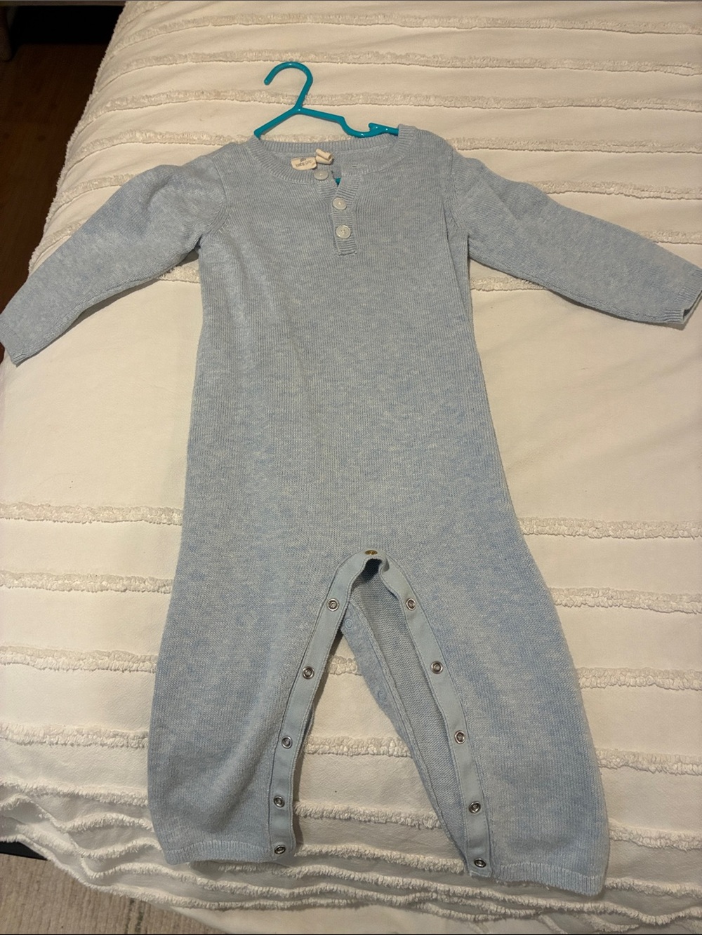GAP Light Blue Knit Baby Footie One-Piece